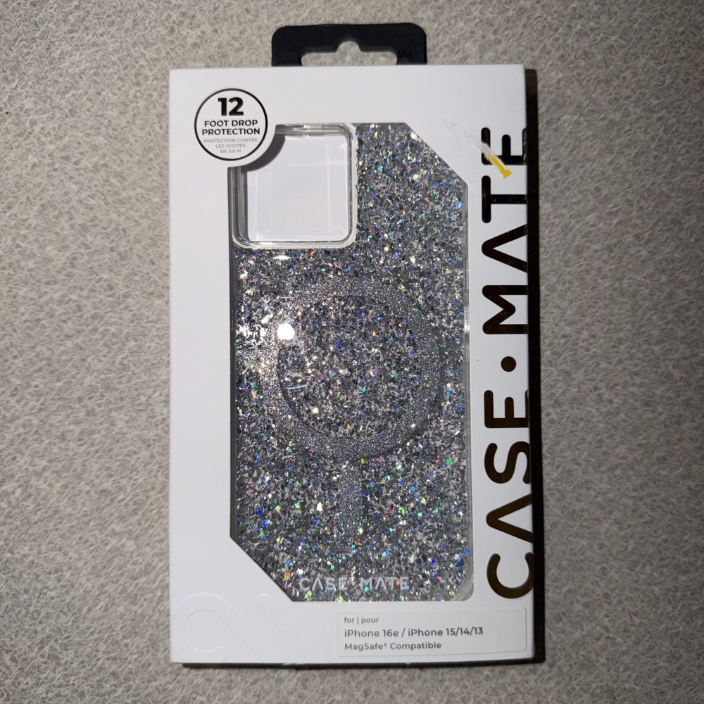 BLING BLING. case-mate with box Silver Glitter MagSafe iPhone Case